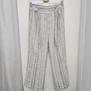 Jolt Womens Linen Blend Wide Leg Pants Size Large Stripe High Rise Waist M